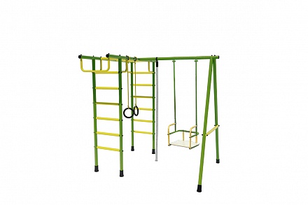 Детский спортивный комплекс металлический Лидер Д2-02 с металлическими качели, зелёно/жёлтый 